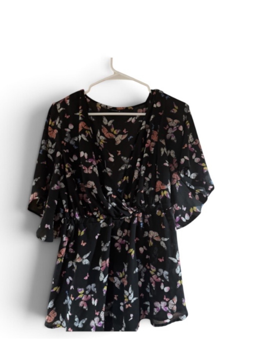 Torrid Black Butterfly Print V-Neck Women’s Top